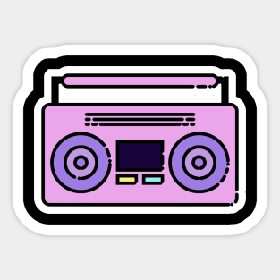 Vintage Pink Stereo // Line Art Sticker Sticker